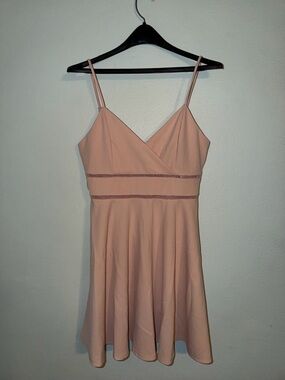 NWT Altar’d State Blush Pink Ladder Trim Surplice Mini Dress Size Large